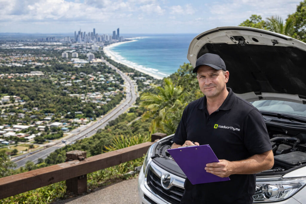 On-site roadworthy inspection at a home driveway