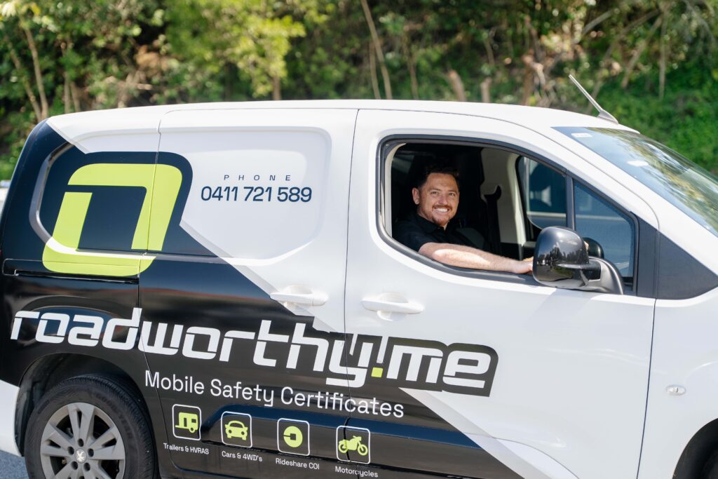Roadworthy.me inspector in the mobile inspection van, ready for a Gold Coast safety certificate